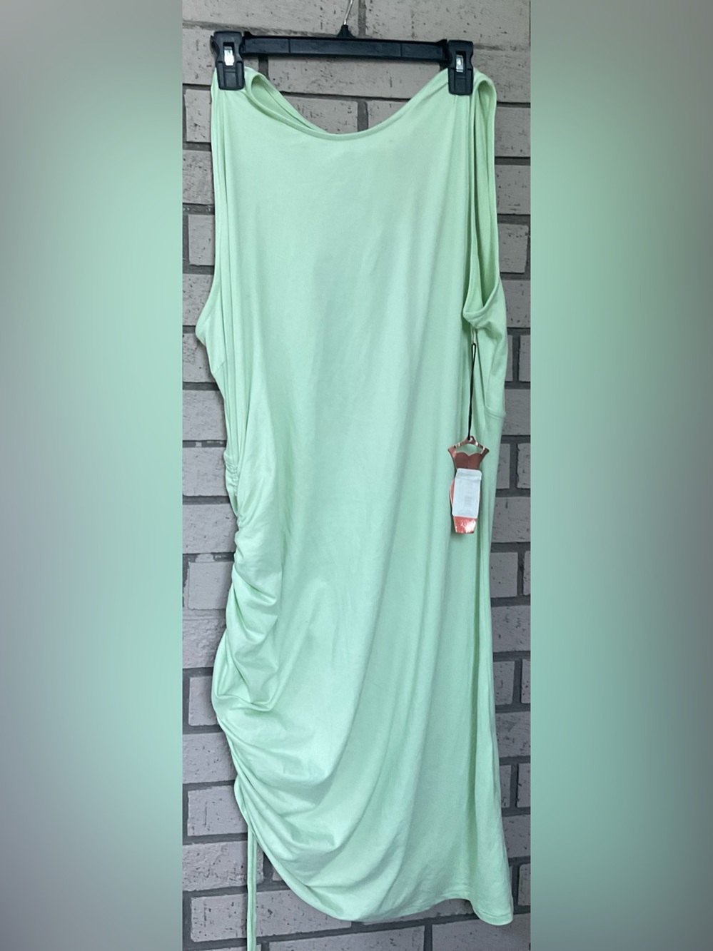 Haute Monde Mint Sleeveless Ruched Midi Dress